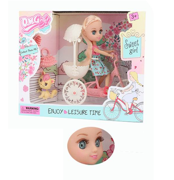 Štýlová bábika s bicyklom