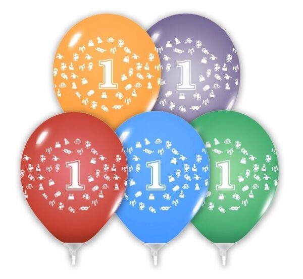 Balóny 30 cm s číslom 1 - 5 ks