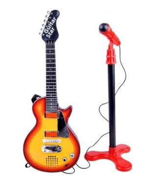 Elektrická rocková gitara s mikrofónom