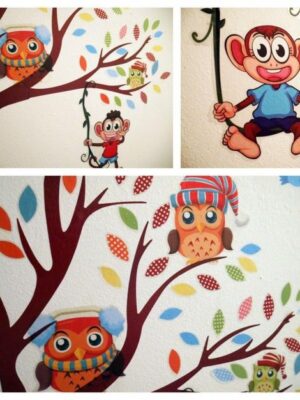 Nálepky na stenu - strom so zvieratkami