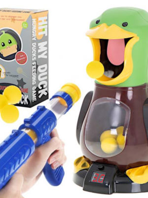 Strieľajúca hra kačka - puška na penové loptičky a terč v tvare kačičky