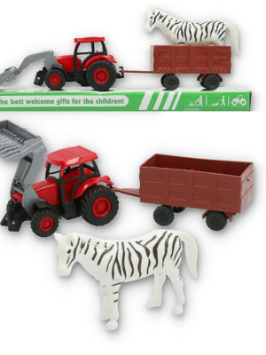 Traktor s vlečkou a koníkom