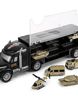 Vojenské nákladné auto s vozidlami