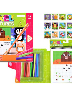 Vzdelávacia farebná omaľovanka pixel - zvieratká