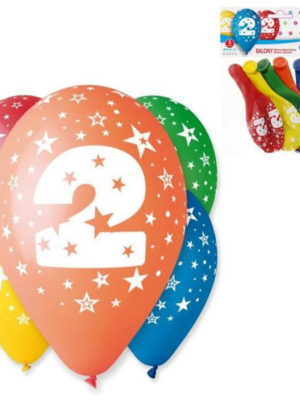 Balóny 30 cm s číslom 2 - 5 ks