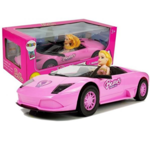 Veľký ružový športový kabriolet s bábikou