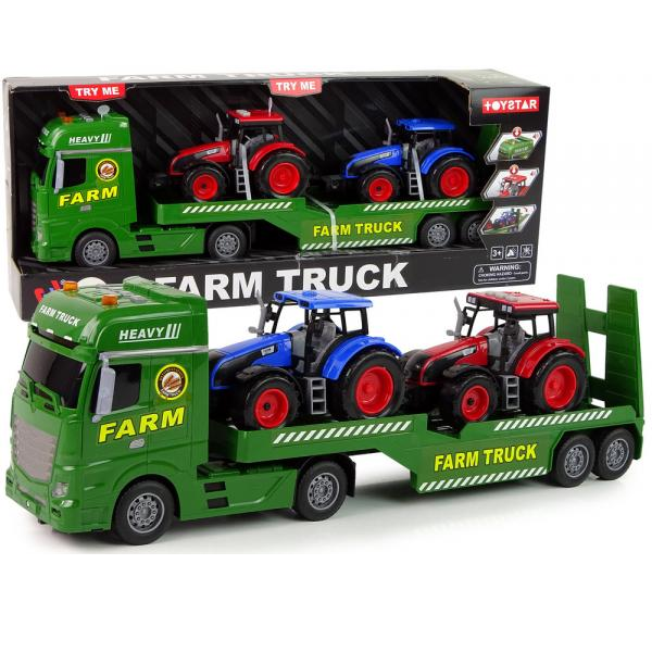 Veľký zelený kamión Farm s traktormi