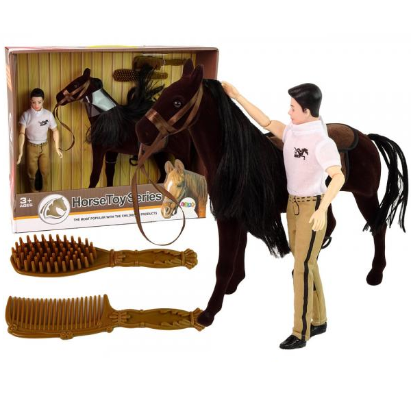 Bábika jazdca s veľkým hnedým koníkom