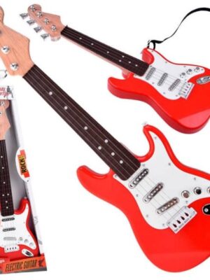 Malá elektrická rocková gitara červená